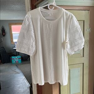 Maurices White Lace Sleeve Top
